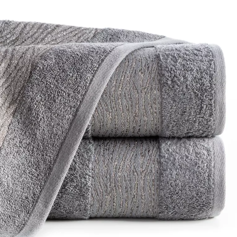 Ręcznik kąpielowy 70x140 cm bawełniany kolor stalowy z błyszącą bordiurą AMBER