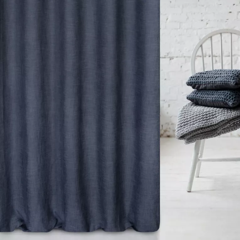 Zasłona szyta na taśmie 5 cm grafitowa o naturalnym, gęstym splocie w stylu eko