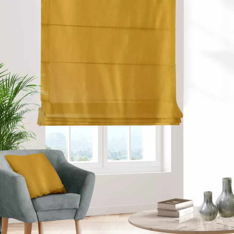 Roleta rzymska AMAYA musztardowa z jednokolorowej gładkiej tkaniny