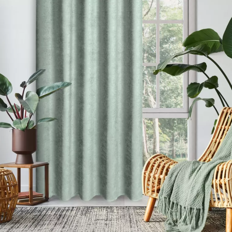 Zasłona miętowa z tkaniny welurowej 50x220 cm szerokość po zmarszczeniu fala 1:2 Dora