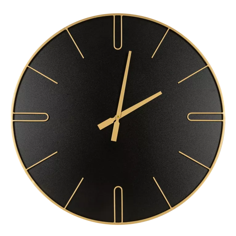 Duży zegar ścienny w stylu nowoczesnym czarno-złoty