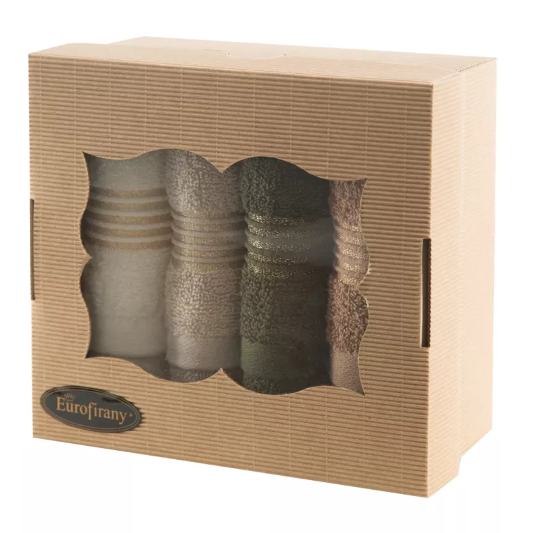 Zestaw ręczników bawełnianych na prezent 4 szt 30x50 cm kolor beżowy, brązowy
