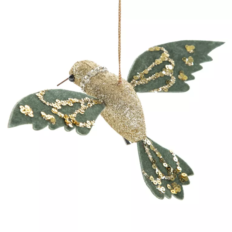Ozdoba świąteczna choinkowa PTAK z błyszczącymi akcentami