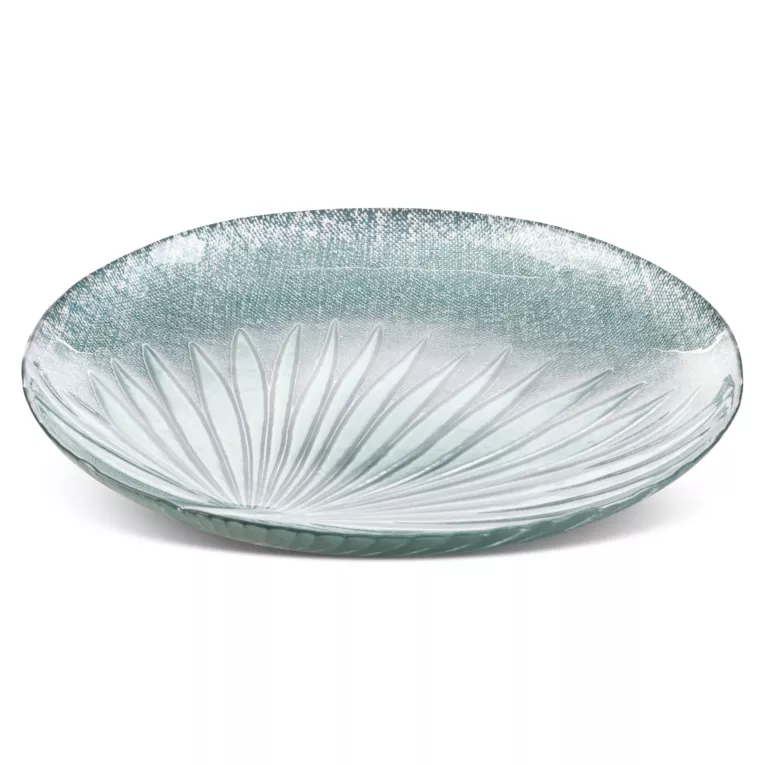 Patera dekoracyjna BENA ze szkła artystycznego z motywem palmowego liścia