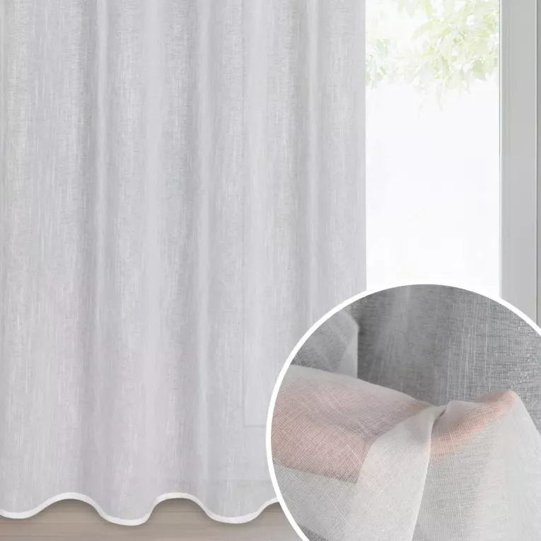 Firana biała z etaminy o strukturze deszczyku 140x250 cm przelotka AMIRA