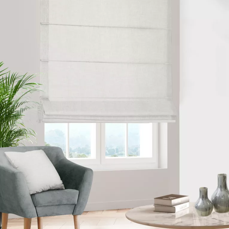 Roleta rzymska naturalna z tkaniny o naturalnym splocie z dodatkiem lnu