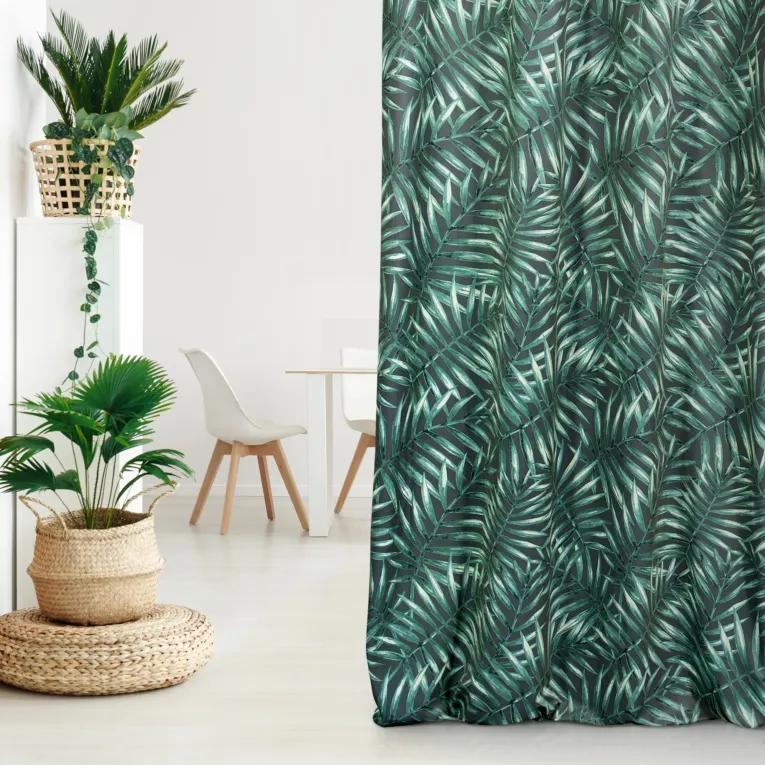 DESIGN 91 Zasłona HILARY z aksamitu z nadrukiem egzotycznych liści