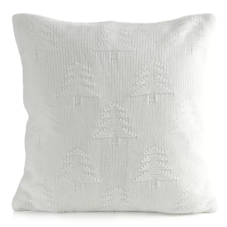 Poszewka na poduszkę 45x45 cm świąteczna kolor biały o plecionej strukturze z mieszanki włókien