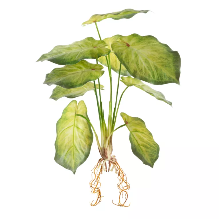 KWIAT DONICZKOWY o biało-zielonych liściach, kwiat sztuczny dekoracyjny