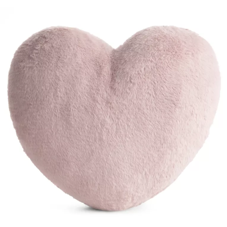 Poduszka w kształcie serca 45x45 cm z przyjemnego futerka pudrowa