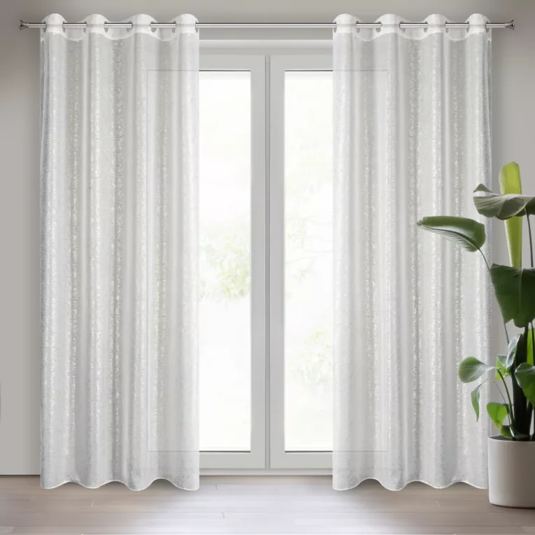 DESIGN 91 Zasłona z lekkiej tkaniny z nakrapianym szampańskim nadrukiem