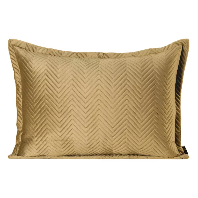 Poszewka na poduszkę 50x70 cm welwetowa, miodowa pikowana w jodełkę metodą hot press SOFIA Eurofirany Premium