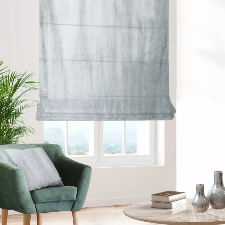 Roleta rzymska SAFARI szara z miękkiej welwetowej tkaniny z połyskiem