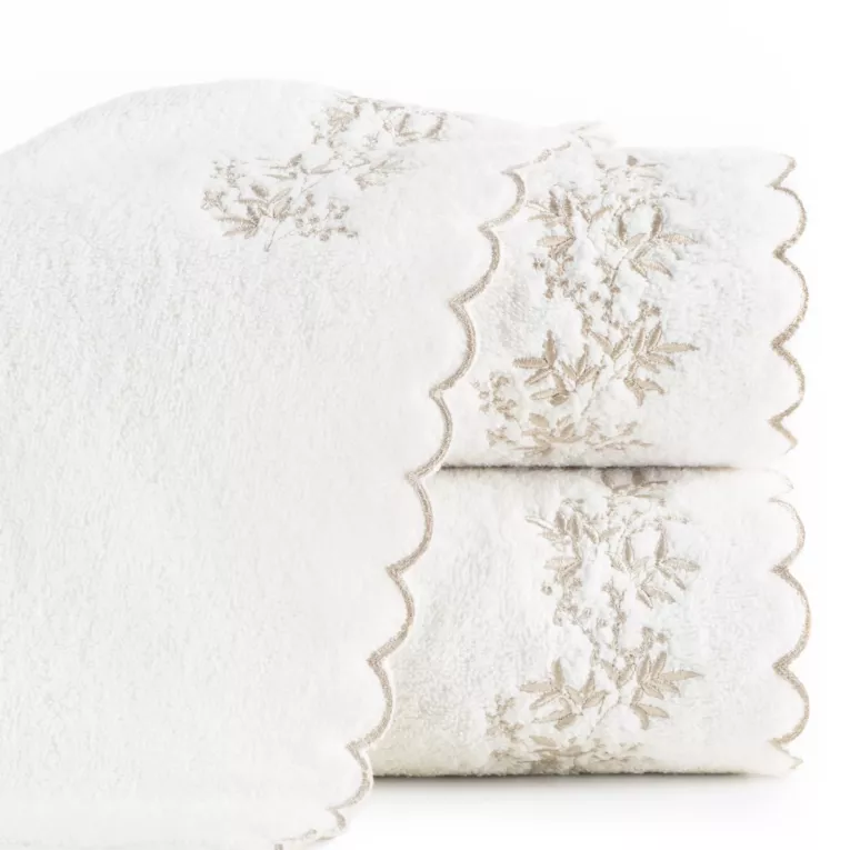 Ręcznik do rąk 30x50 cm bawełniany kolor kremowy z haftem ELARA - kolekcja FOREST SUMMER