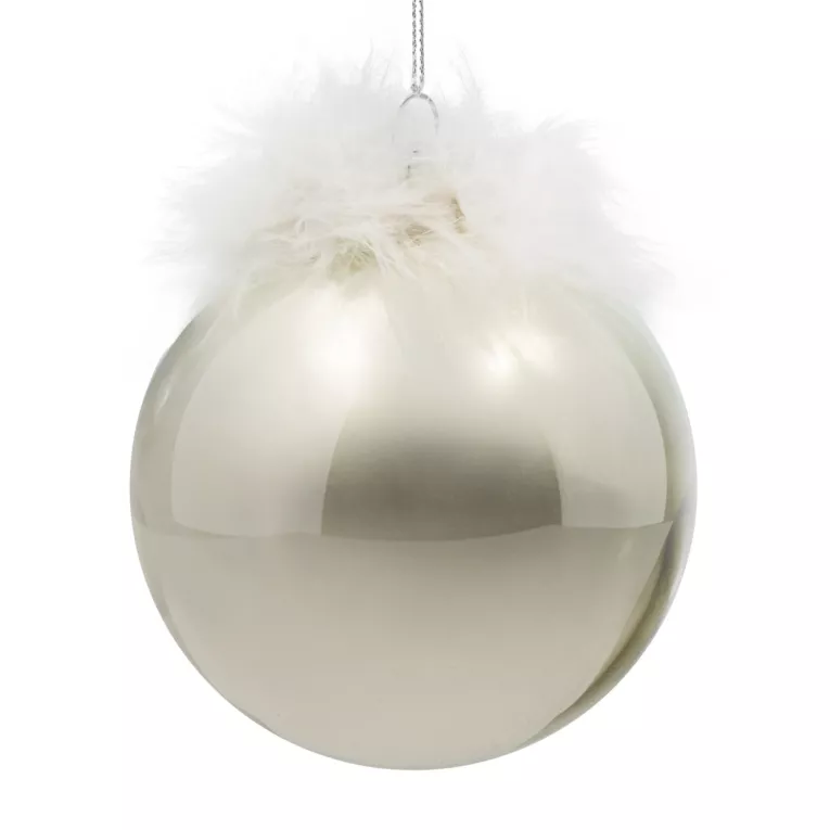 Szklana bombka choinkowa z piórami