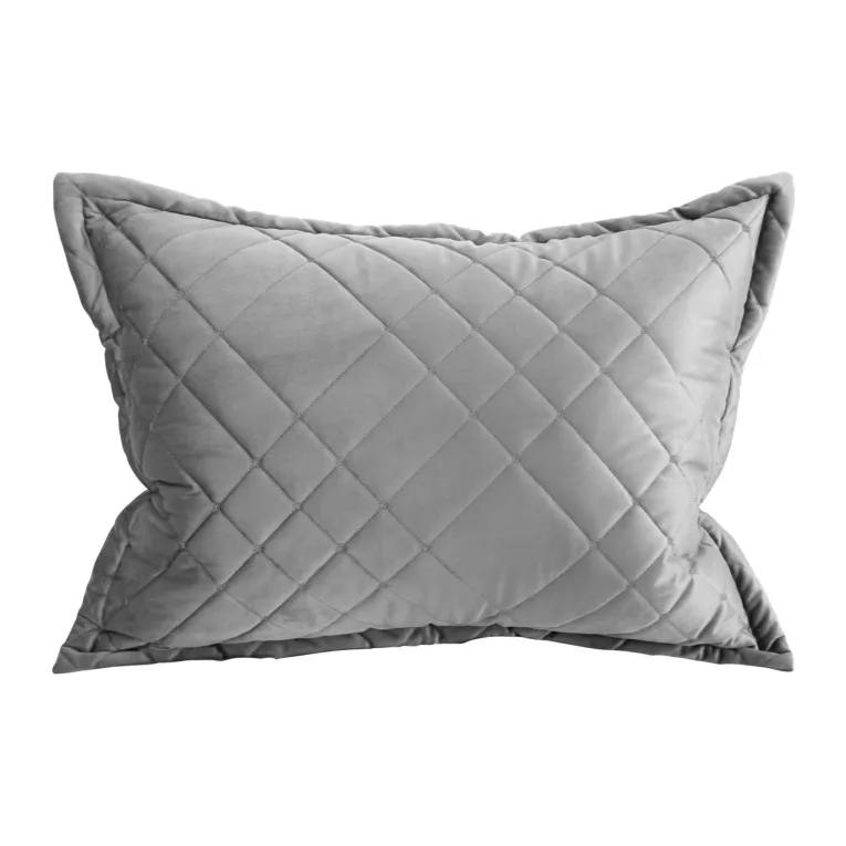 Poszewka na poduszkę 50x70 cm welwetowa, srebrna zdobiona geometrycznymi przeszyciami RIA 6 Eurofirany Premium