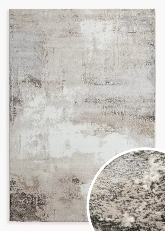 Dywan 60x100 cm jasnoszary, biały zdobiony abstrakcyjnym wzorem ASIA 4