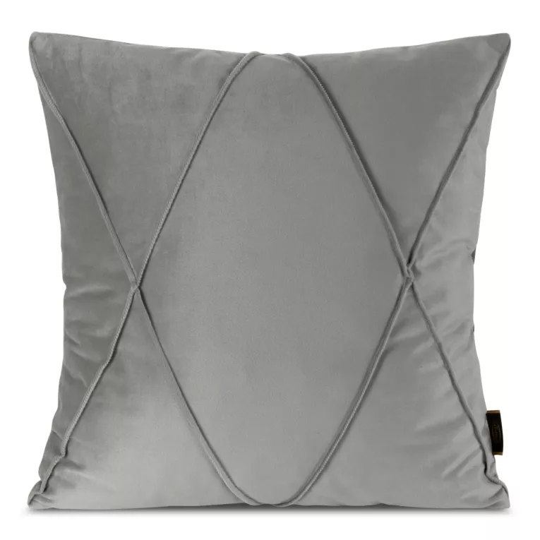 Poszewka na poduszkę 45x45 cm welwetowa srebrna z geometrycznym przeszywanym wzorem NALA 1 Eurofirany Premium