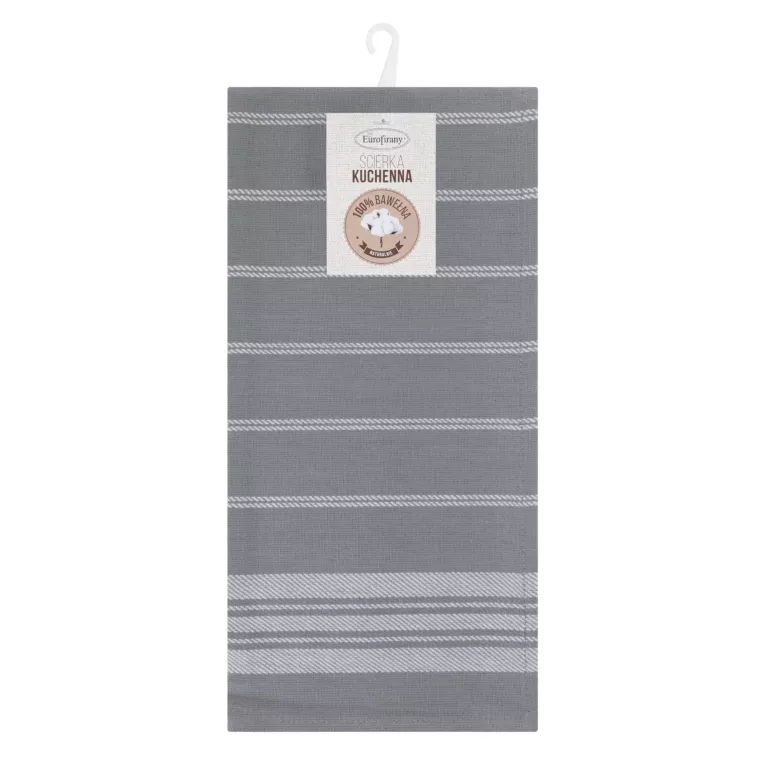Komplet ściereczek kuchennych 2szt 50x70 cm bawełniany kolor srebrny w kratkę oraz subtelne pasy 200 g/m2 RUBI