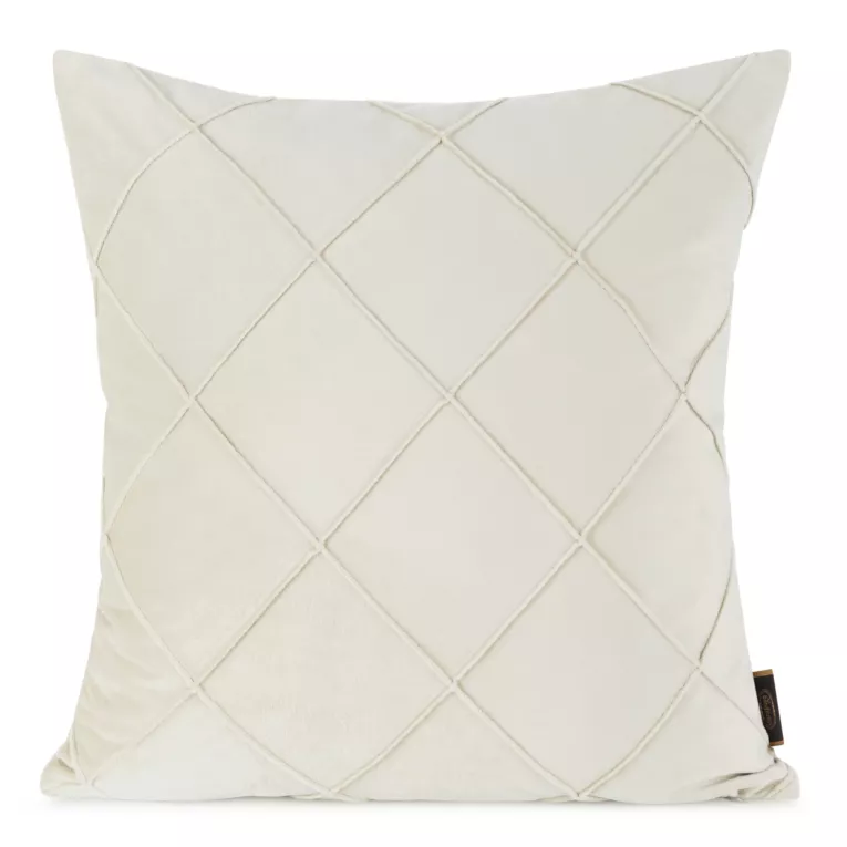 Poszewka na poduszkę 45x45 cm welwetowa kremowa z geometrycznym przeszywanym wzorem NALA Eurofirany Premium