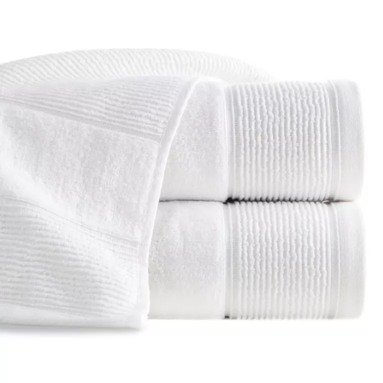 Ręcznik do rąk 30x50 cm bawełniany kolor biały z welurową bordiurą 500 g/m2 EMMA