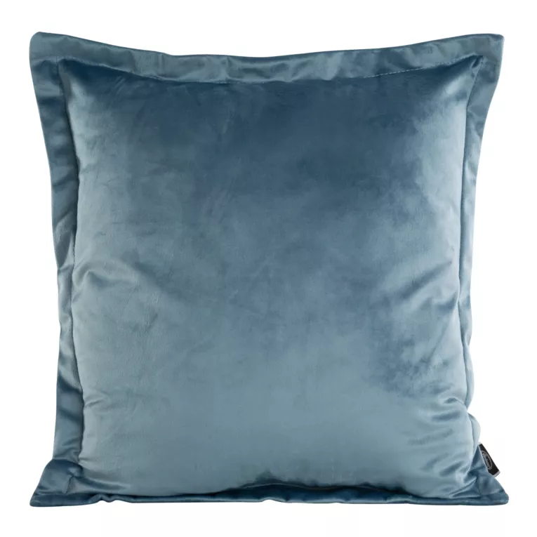 Poszewka na poduszkę 45x45 cm welwetowa niebieska z ozdobnymi brzegami RIA Diva Line
