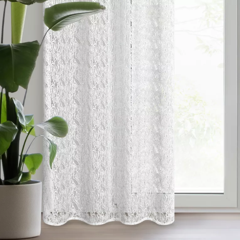 Firana biała z siateczki niewymagająca prasowania 140x250 cm przelotka MONI