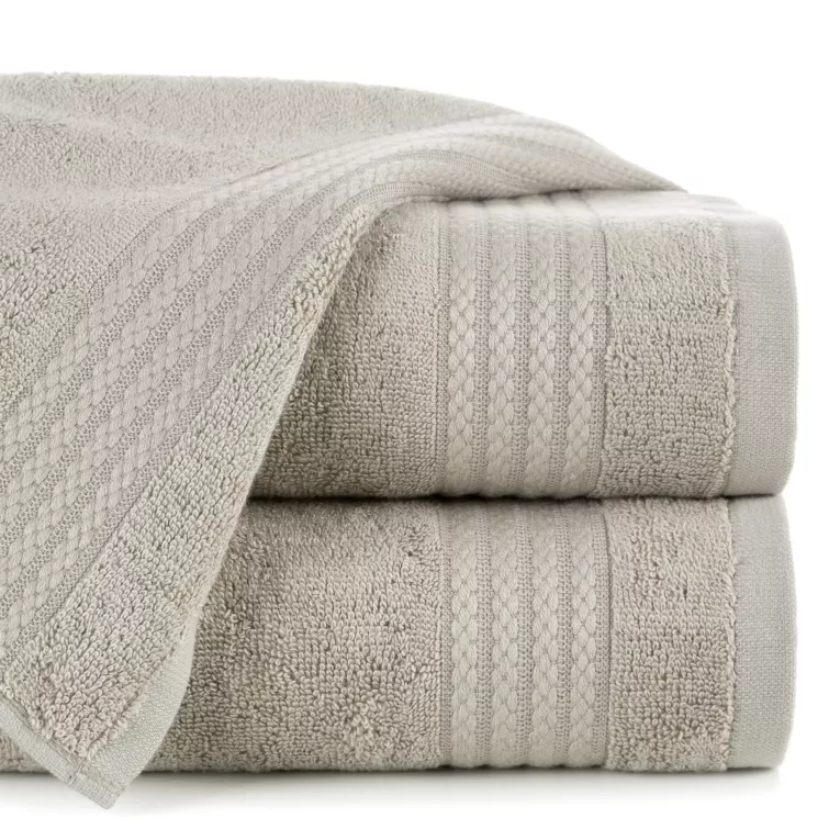 Ręcznik do rąk 30x50 cm bawełniany kolor beżowy zdobiony błyszczącą bordiurą 550 g/m2 LARIS