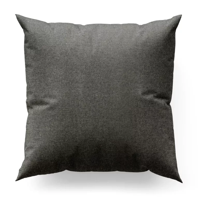 Poszewka szyta stalowa o naturalnym charakterze, z widocznym, ozdobnym splotem