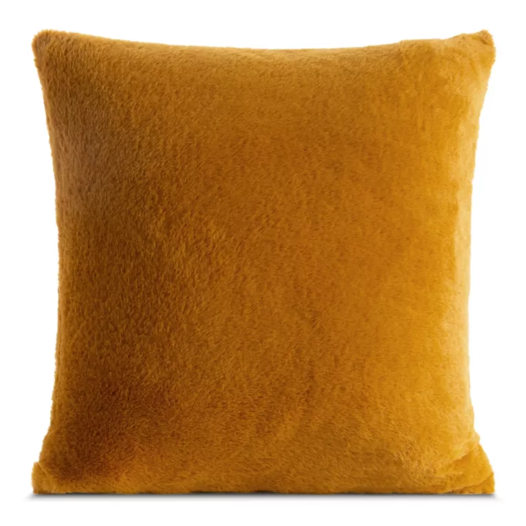 Poszewka na poduszkę 60x60 cm miodowa z miękkiej futrzanej tkaniny NINA