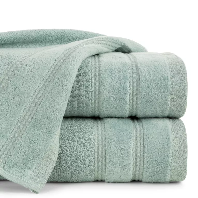 Ręcznik do rąk 30x50 cm bawełniany kolor miętowy zdobiony błyszczącymi paseczkami 500 g/m2 GLORY 4