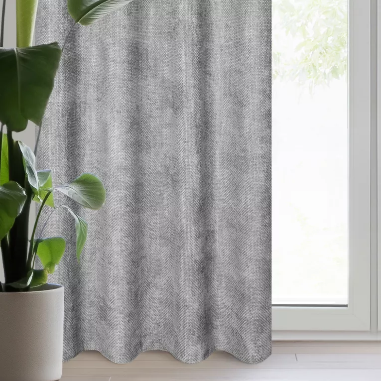 Zasłona popielata z tkaniny szenilowej 135x250 przelotka - ALETA