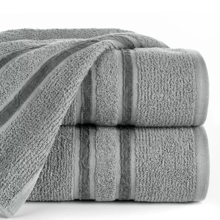 Ręcznik do rąk 30x50 cm bawełniany kolor stalowy w kontrastujące pasy 500 g/m2 DINA