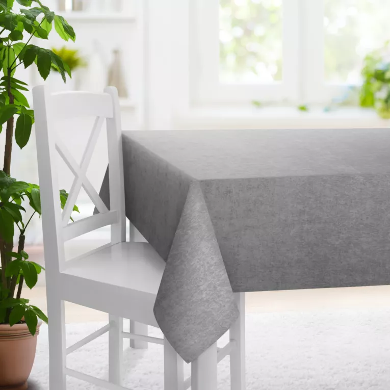 Obrus szyty BRIANNA popielaty miękka szenilowa o wyraźnym splocie i lekkim połysku