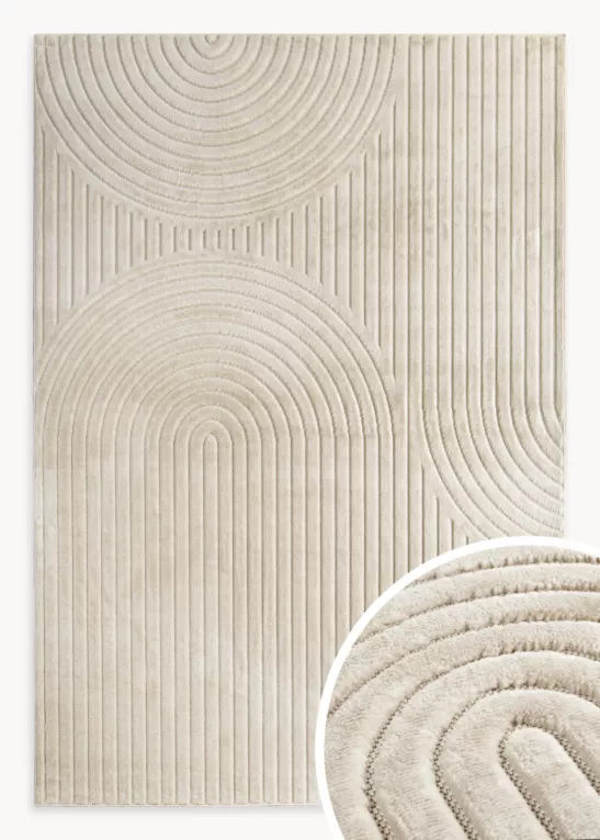 Dywan 80x150 cm beżowy z tłoczonym wzorem 3D VENUS BOHO 2