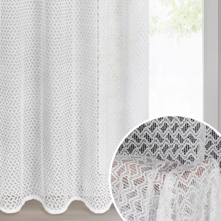 Firana biała z siateczki niewymagająca prasowania 140x250 cm przelotka CINDY