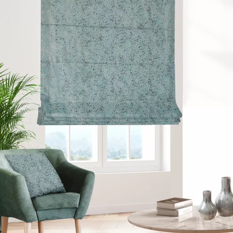 Roleta rzymska STONE niebieska z grubej welwetowej tkaniny w drobny połyskujący wzór