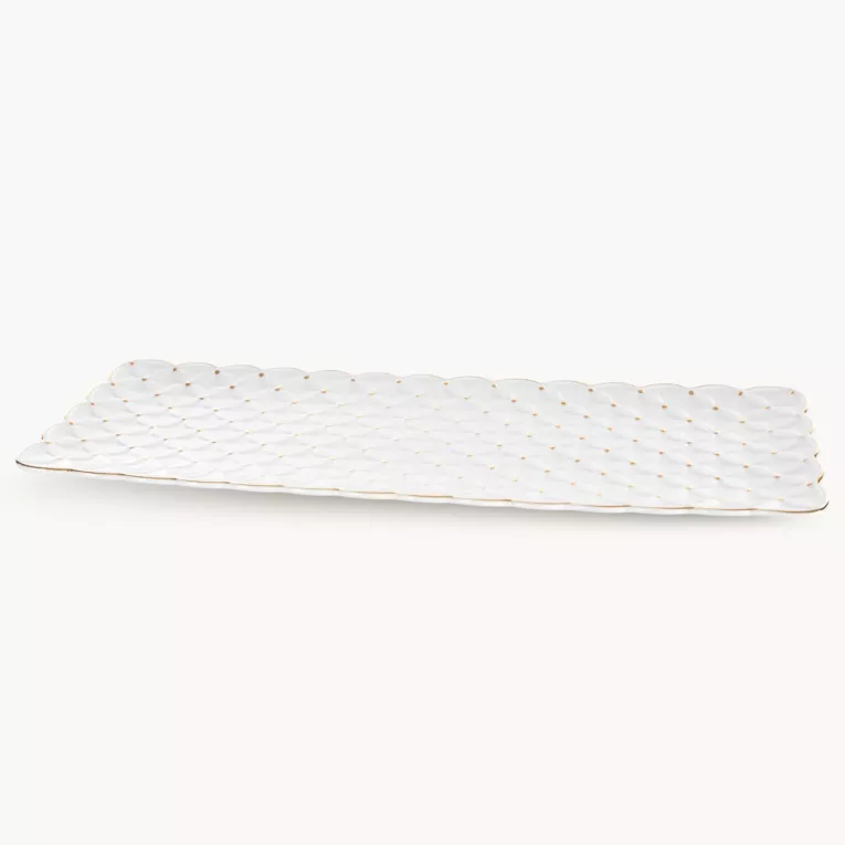 Patera ceramiczna dekoracyjna kremowo-złota 40x15x2 cm BELIA