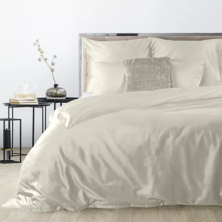 Pościel 220x200 cm gładka z satyny bawełnianej kolor beżowy DINA Diva Line