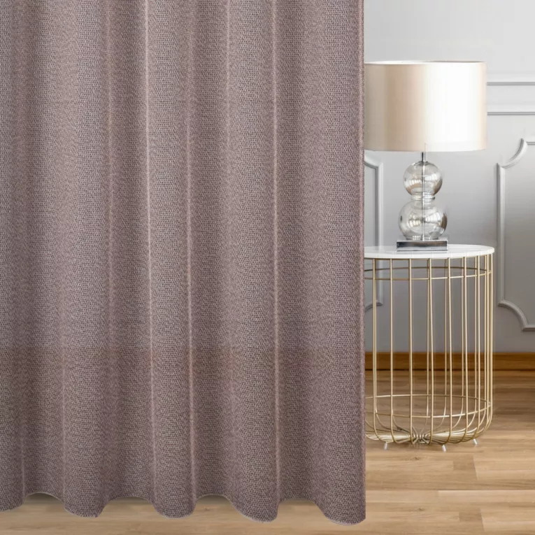 Firana szyta na flexach miedziana z eleganckiej siatki w stylu glamour z połyskliwą nicią, wykończona obciążnikiem Italissima Eva Minge