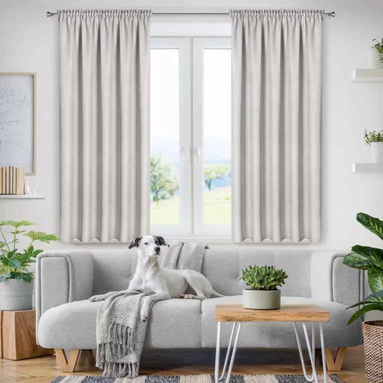 Zasłona jasnoszara z tkaniny welurowej 120x160 cm tunel Dora