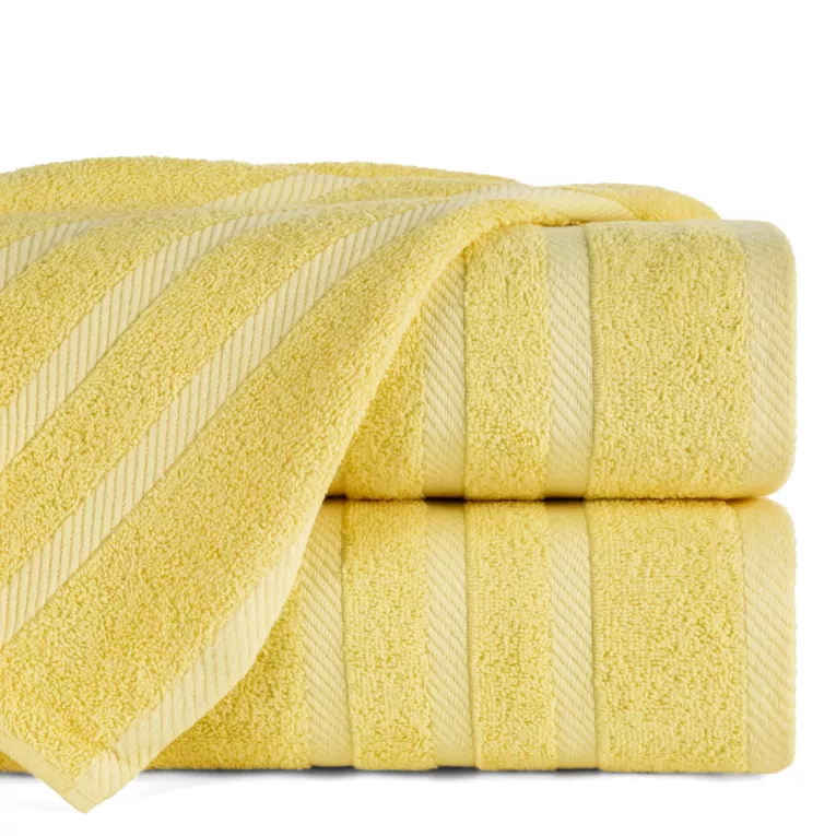 Ręcznik do rąk 30x50 cm bawełniany kolor żółty z ozdobną bordiurą 500 g/m2 MILO