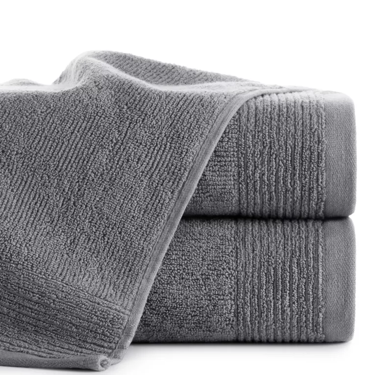 Ręcznik do rąk 30x50 cm bawełniany kolor srebrny zdobiony błyszczącą bordiurą 500 g/m2 LARI