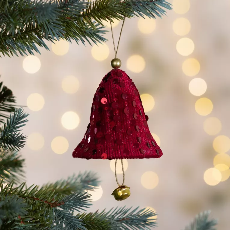 Ozdoba choinkowa DZWONEK z lśniącymi cekinami