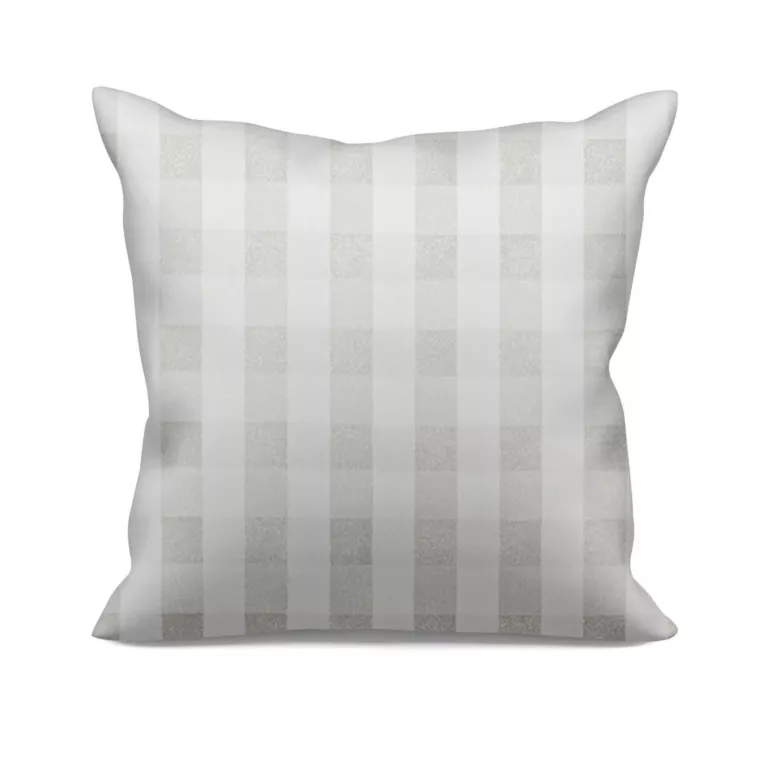 Poszewka szyta kremowo szampańska z dwustronnej tkaniny, deseń w kratę z dodatkiem srebrnej nici