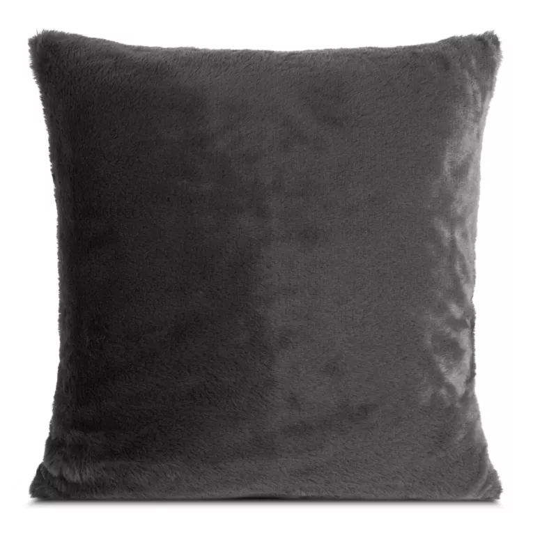 Poszewka na poduszkę 60x60 cm stalowa z miękkiej futrzanej tkaniny NINA