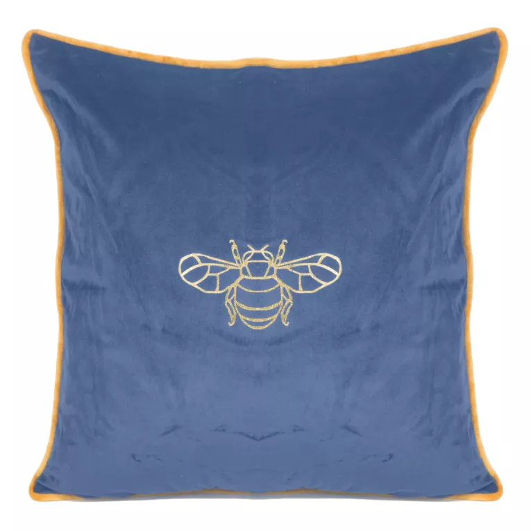 Poszewka z welwetu ze złotym nadrukiem pszczoły oraz ozdobną wypustką