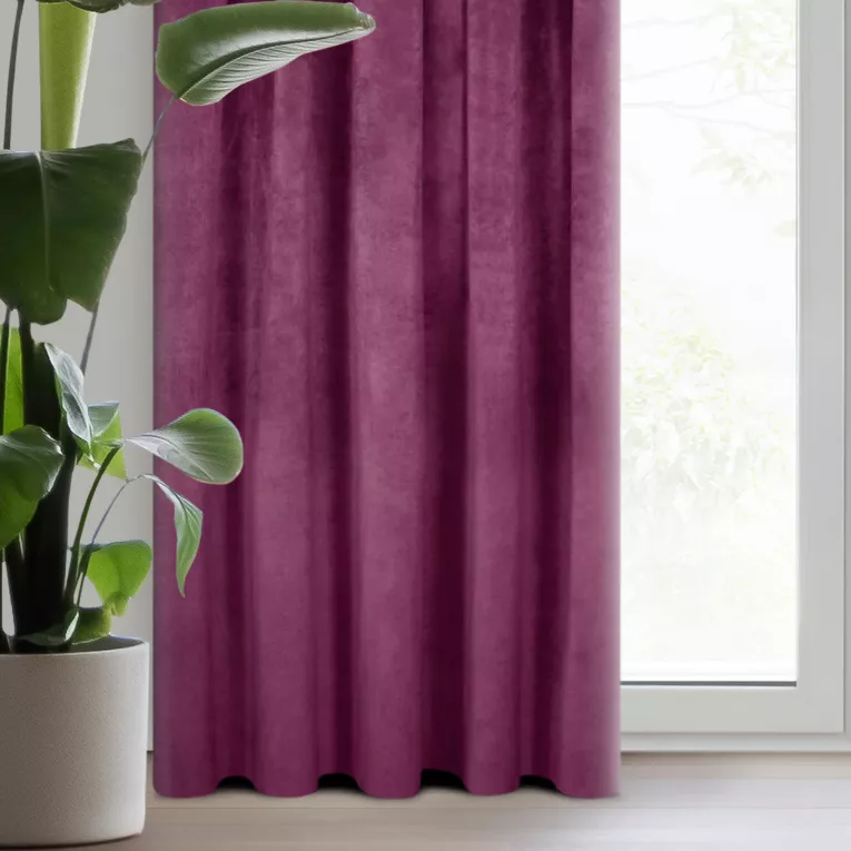 Zasłona fioletowa z ekskluzywnego aksamitnego welwetu 290 g/m2 140x270 cm taśma - VILLA