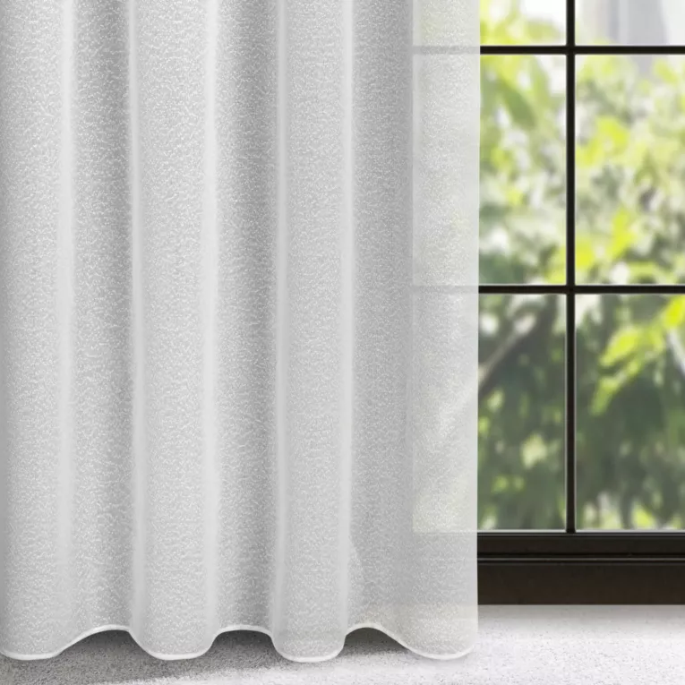 Firana biała z akcentem drobnego deszczyku 140x270 cm taśma RAIN