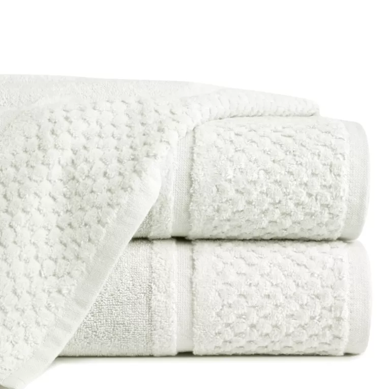 Ręcznik kąpielowy 50x90 cm bawełniany kolor kremowy z efektowną bordiurą 550 g/m2 IBIZA